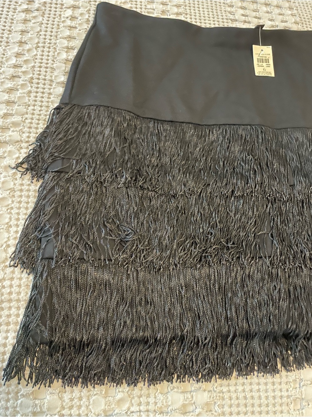 Ann Taylor Black Fringe Tiered Mini Skirt - Women - Picture 2 of 6
